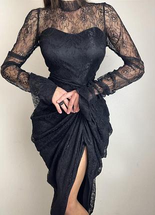 Распродажа платье prettylittlething миди/макси кружевная ажурная драпировка