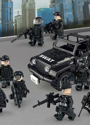 Конструктор фігурки чоловічки військові спецназ swat солдати зброю машина джип