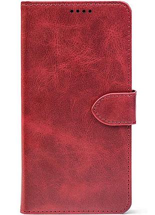 Кожаный чехол книжка для телефона на nokia 3.4 red wine (front)