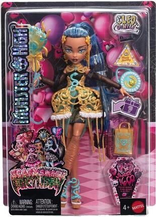 Monster high scary sweet birthday cleo de nile in golden party dress jbg76 mattel монстер хай клео де ніл лялька
