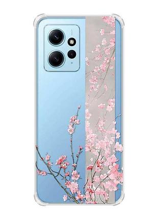 Чехол с утолщенными углами на xiaomi redmi note 12 4g :: сакура в цвету (принт 286)