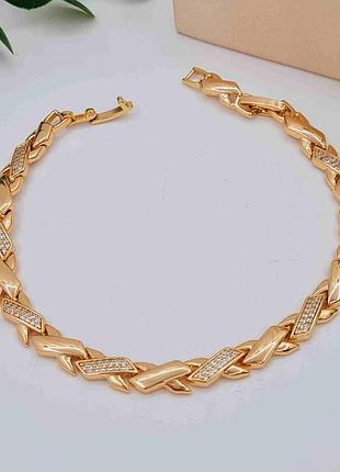 Браслет на руку 17+2 см, медзолото xuping 18k.