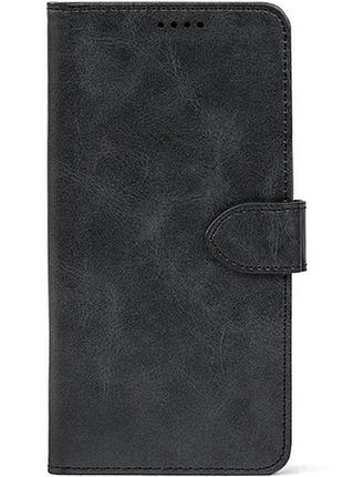 Кожаный чехол книжка для телефона на tecno pop 4 grafit (front)