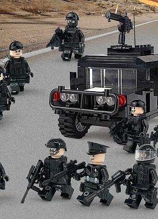 Конструктор фигурки военные спецназ swat солдаты оружие машина джип хаммер