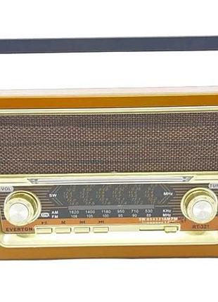 Портативный радиоприемник everton rt-321 fm/am/sw/bluetooth/usb/фонарик