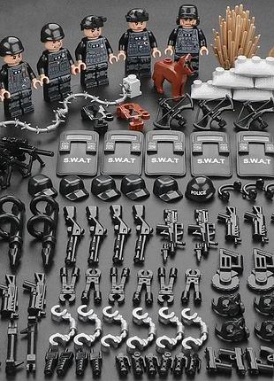 Конструктор фигурки человечки военные спецназ полиция много оружия swat 6 шт