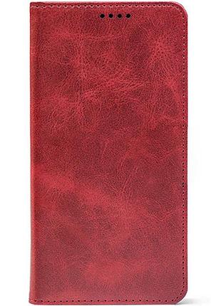 Кожаный чехол книжка для телефона на xiaomi redmi 15c red wine (strong)
