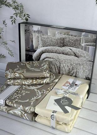 Sandra сатиновое постельное белье. евро размер. romeo home турция.
