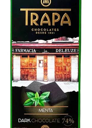 Шоколад 100г trapa choco dark 74% черный мятный