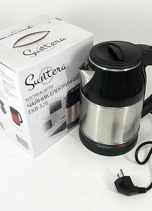 Мощный чайник электрический suntera ekb-326s 1500 вт 1.8 л, эргономичный электрический чайник ng-27