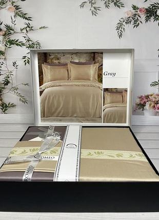 Gray сатинова постільна білизна. євро розмір. romeo home туреччина.