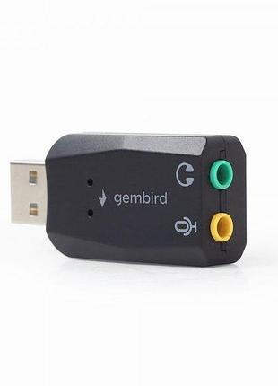 Адаптер gembird sc-usb2.0-01, usb2.0 to audio, черного цвета, блистер