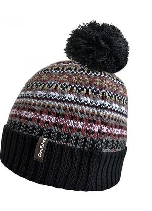Водонепроникна шапка dexshell beanie fair isle кольорова бордовий (s-m)