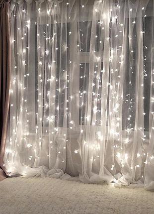 Гірлянда штора 3х3м 360 led білий холодний світ