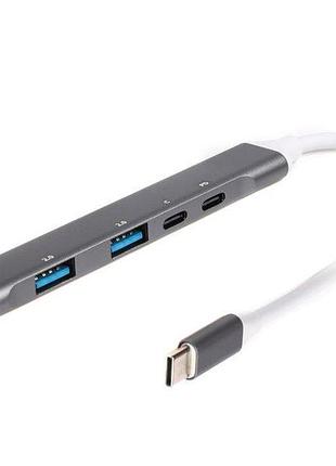 Хаб usb 3.0 maxxter hu3c-4p1pd-01 type-с на 4 порта, 1xusb-a 3.0, 2xusb-a 2.0, 1xusb-c (pd100w charging), 1хusb-c