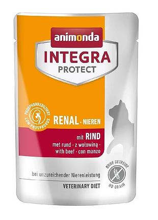 Корм ветеринарный влажный integra protect renal pouches with beef для кошек при болезнях почек с телятиной пауч 85г