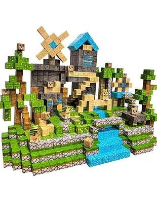 Магнитный конструктор minecraft пустырный дом с мельницей 100 деталей детский развивающий набор майнкрафт