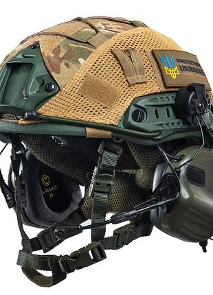 Комплект шлем fast team wendy helmet nij iiia + наушники earmor m32h mod3 + кавер (оливковый) размер s