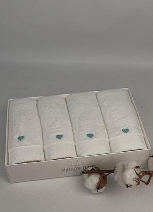 Рушники maison d'or 4шт micro love set white - mint