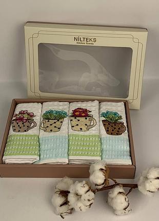 Набір вафельних рушників nilteks 4шт flowerpot