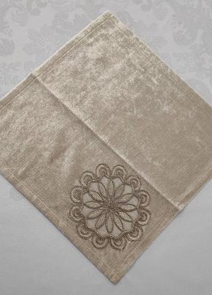 Серветка велюрова acme з мереживом 35*35 sahra cappicino