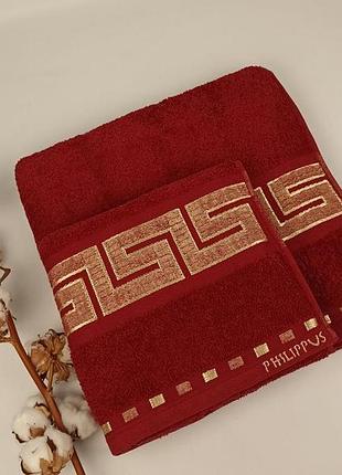 Набір рушників philippus cross cotton 2 шт krinkil greek бордо (е261)