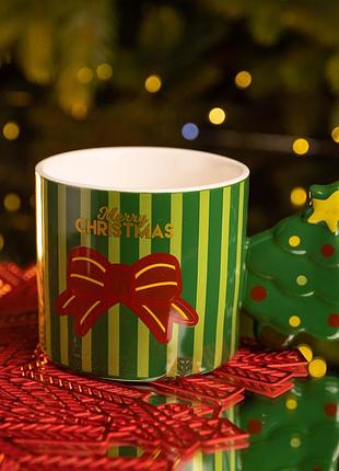 Чашка порцелянова новорічна merry christmas 350 (мл) зелена yiwu fm-cs-51gr