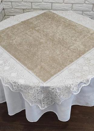 Квадрат велюровый acme с кружевом 100*100 charment cappicino