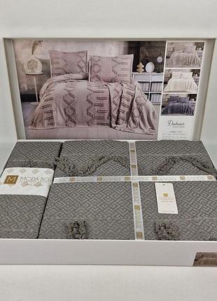 Покривало moda box 240х260 з наволочками duhan antrasit