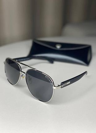 Чоловічі сонцезахисні окуляри bvlgari aviator з поляризацією краплі бултарі на середнє велике обличчя срібло/чорний