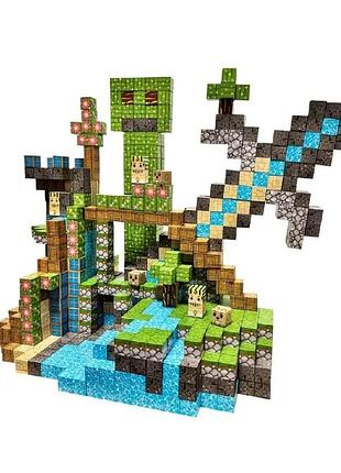 Магнітний конструктор minecraft меч кріпера 100 деталей дитячий stem-набір майнкрафт розвиваючий