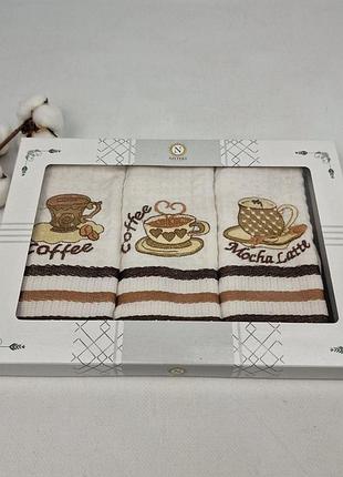 Набір вафельних рушників nilteks 3шт qualite coffe v-1