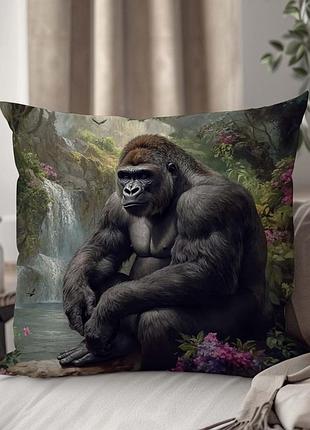 Подушка декоративна "гірська горила", 45×45 см, 3d зображення / 1311545ua