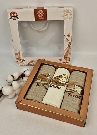 Набір вафельних рушників nilteks 3 шт packaging bread