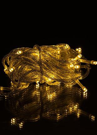 Новогодняя гирлянда комнатная нить 10 м 120 led черный провод желтый w120led10mby