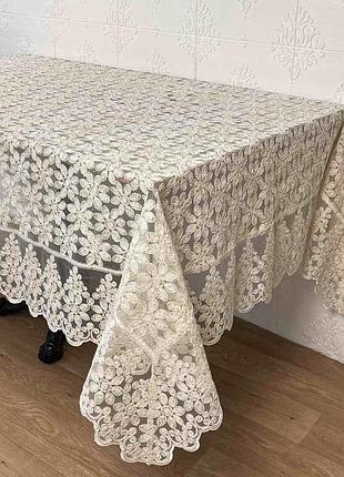 Скатертина acme tekstil 160x220 lux daisy gold pvs