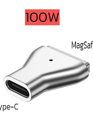 Перехідник usb type-c на magsafe 2 (100w) т-подібний, apple швидкого заряджання