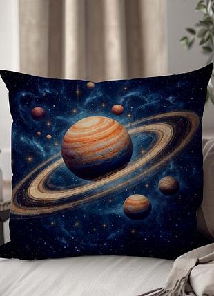 Космическая подушка с планетами — декоративный элемент для дивана или кровати 45 х 45 см 1330645ua