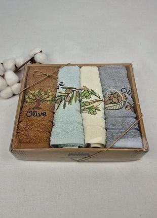 Набір махрових рушників nilteks 4 шт natural olive