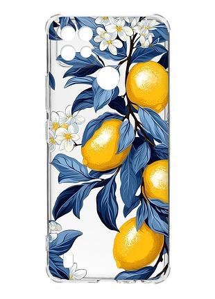 Чехол с утолщёнными углами на realme c21 лимонное дерево (принт 417)