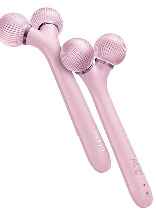 Электронный ультразвуковой ролик для лица geske sonic facial roller 4в1 pink