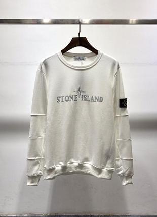 Світшот светр, кофта батник stone island стогін айленд хакі білий стоник2 фото