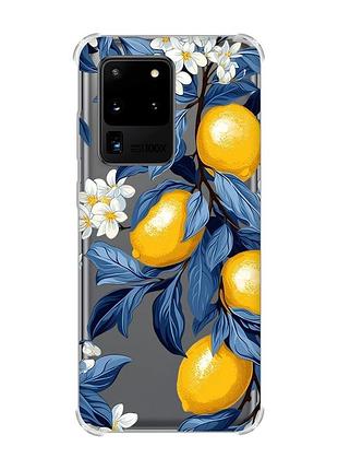 Чохол з потовщеними кутами на samsung galaxy s20 ultra лимонне дерево (принт 417)
