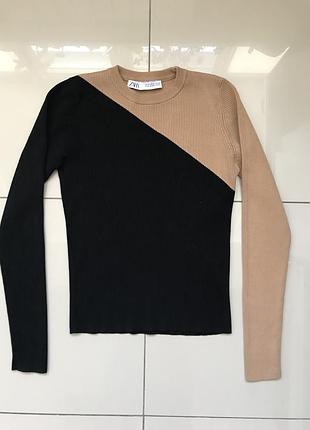 Лонгслів в рубчик zara, із віскози, m