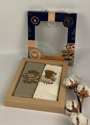 Набір вафельних рушників nilteks 2шт lux coffee-1
