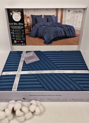 Постільна білизна cotton shine страйп-сатин 200x220 см indigo mavi