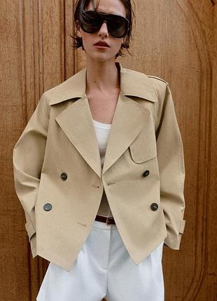 Короткий тренч свет бежевый zara