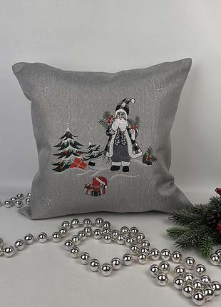 Наволочка новорічна 45х45 santa grey