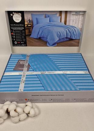 Постільна білизна cotton shine страйп-сатин 200x220 см mavi