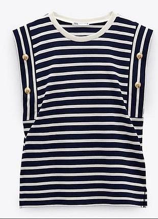 Футболка майка топ тельняшка морячка zara